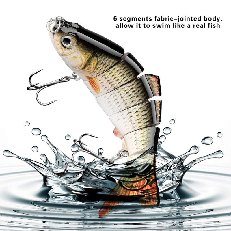 CharmYee Bass Fishing Lure Topwater Bass Lures Fishing Lures Multi Jointed Swimbait Lifelike Hard Bait Trout Perch (Pack of 3) - Image 2